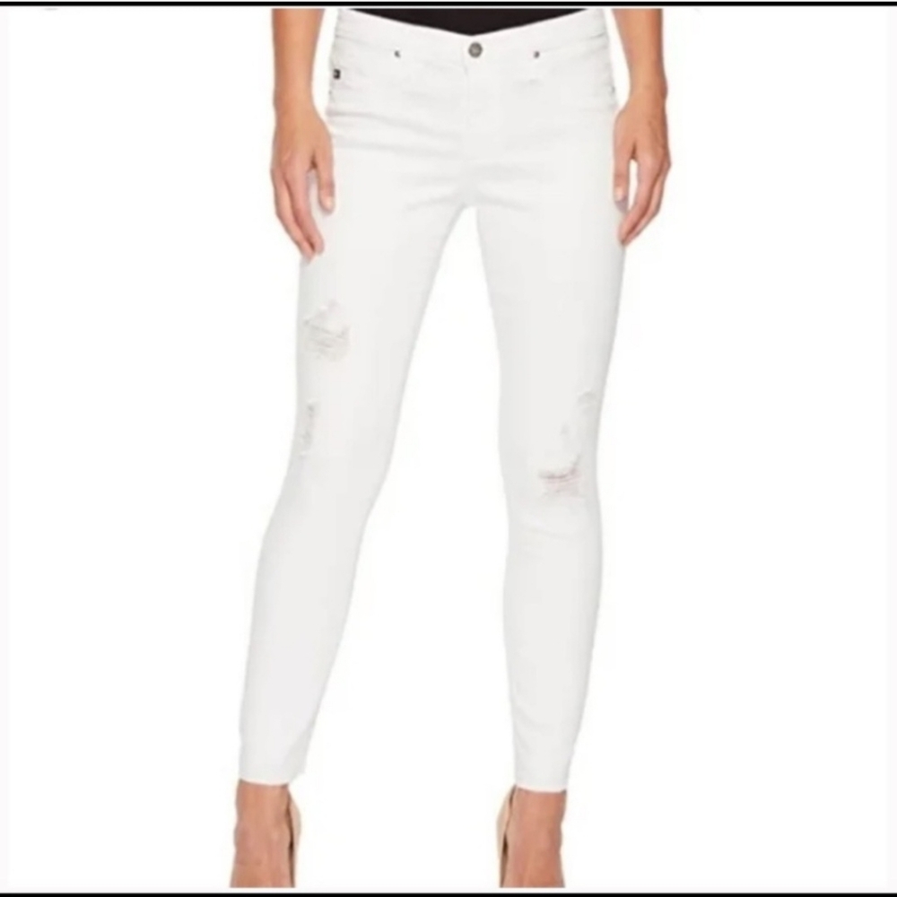 AG Adriano Goldschmied White Distressed Skinny Jeans